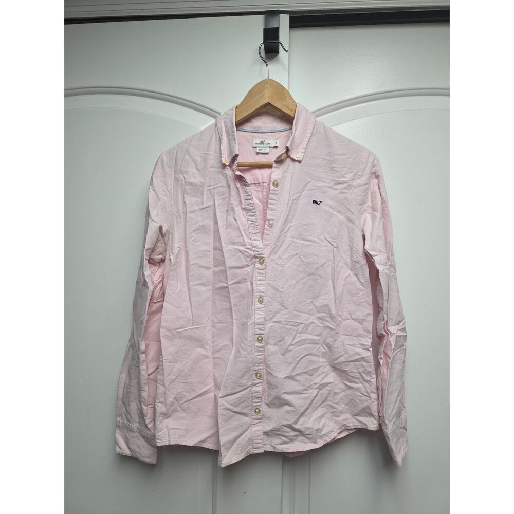 Vineyard Vines Size 8 Long Sleeve Pink Button Down Cotton Shirt